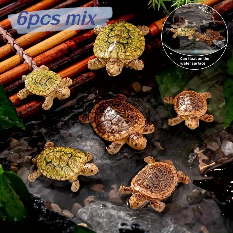 Aquarium Fish Small - 6 Mini Turtle Statues for Aquarium