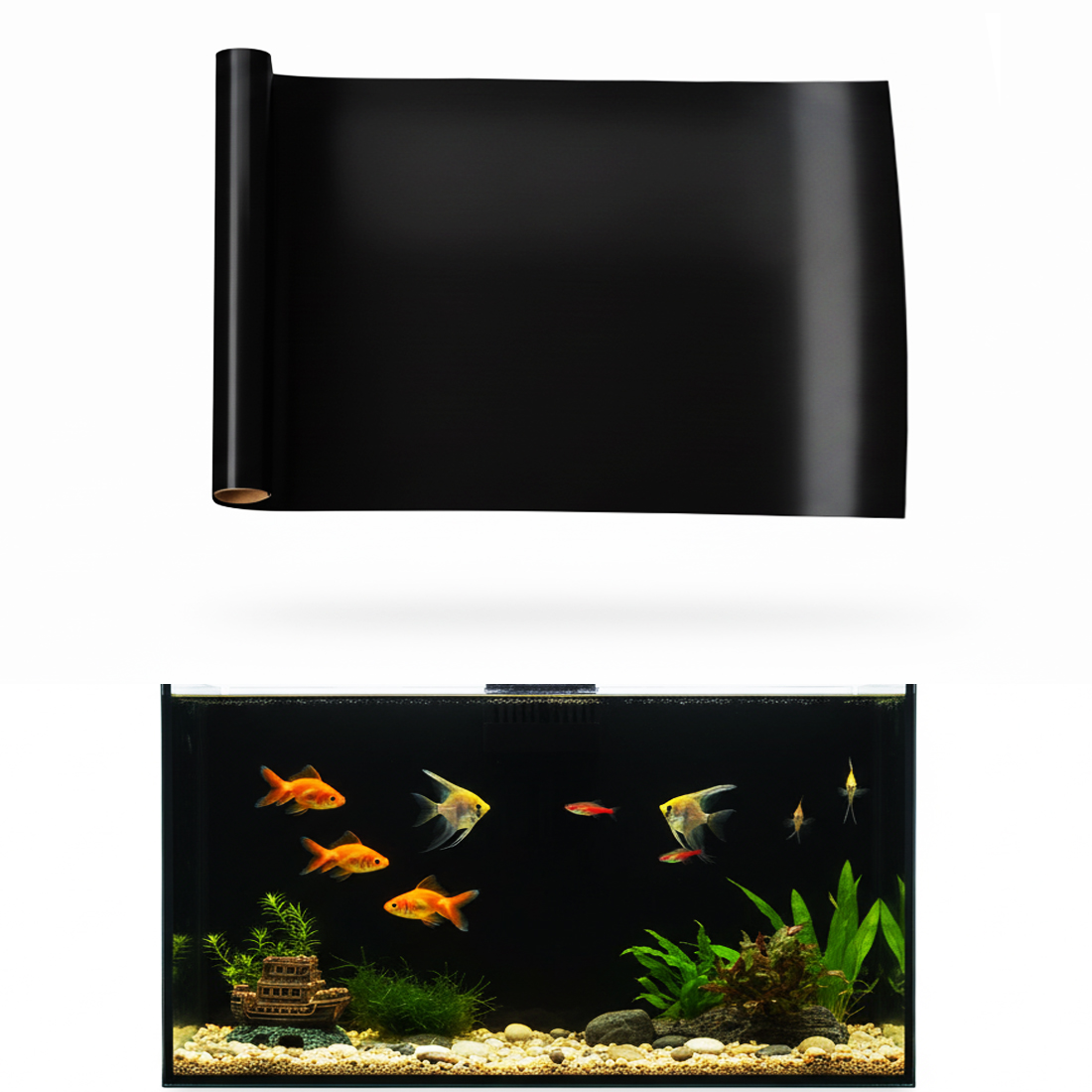 Aquarium Fish Wallpaper - Aquarium Background Static Cling Black White