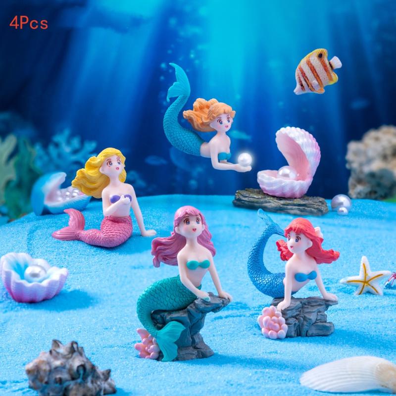 Aquarium Fish Quarantine - 4Pcs Plastic Fish Tank Little Mermaid